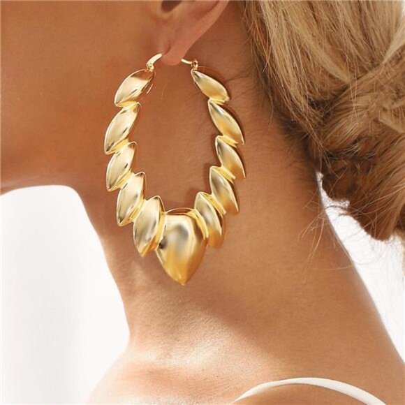 18K Gold-Plated Twisted Hoop Earrings - Picture 1 of 5